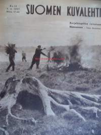 Suomen Kuvalehti  1947 nr 23  - karjalaispeltoa Hämeessä, Kielin kanava, liikkuva lasisilmä, tykistö ampuu, rauhan töitä, ,
