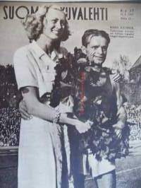 Suomen Kuvalehti  1947 nr 37 -Mikko Hietanen Tukholman maratonin voittaja, syöpätaudit vaatii huomiota, öljytilanne, myrskyistä maailmaa, syyssilppua