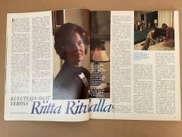 Me Naiset 1972 nro 21 ilmestynyt 24.5.1972, Irene Karvola, Muska, Riitta Ritvala, Aini Koponen -  työtä vuorotta pientalon emännän arki