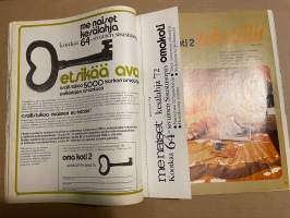 Me Naiset 1972 nro 25/26  ilmestynyt 21.6.1972, Saarikoskien onnen aika, Oma koti - tekstiilit, Dora Jung