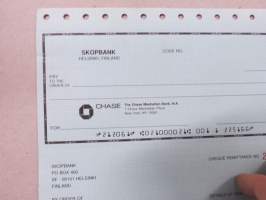 Skopbank of Finland / Chase Manhattan Bank -shekkilomake