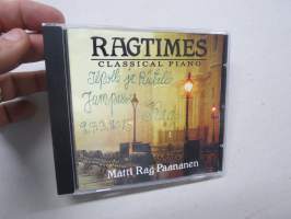 Ragtimes - Classical piano - Matti Rag Paananen CD-levy, jonka kannessa omiste ja Rag Paanasen nimikirjoitus