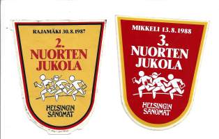 Nuorten Jukola Rajamäki 1987 Mikkeli 1988  - tarra 2 kpl erä