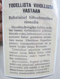 Todellista vihollista vastaan - Italialaiset liittoutuneitten rinnalla -neuvostoliittolainen lentolehtinen, josta tehty postikortti