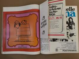 Me Naiset 1972 nro 35 ilmestynyt 30.8.1972, Syysmuoti, Irwinin ja Timo T. A. Mikkosen kymmenottelu, Nelivaljakko - Aura-Liisa, Helena, Marianne ja Helinä Laihorinne