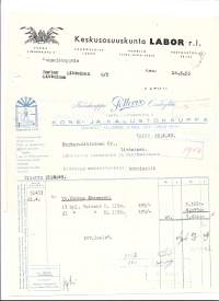 Keskusosuuskunta Labor ja Konekauppa Pellervo Turku 1949-51 -  firmalomake 2 eril