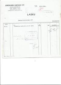 Kärsämäen Kartano  Turku 1951 -  firmalomake