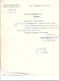 keski-Pohjanmaan Saha ja Mylly Oy Sievi 1924  -  firmalomake