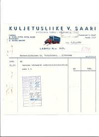 Kuljetusliike V Saari Turku 1958 firmalomake