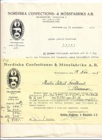 Nordiska Confections-&amp; Mössfabriks Ab Helsinki 1925  firmalomake