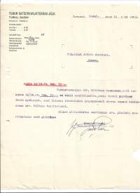 Turun Sateenvarjotehdas jälk Turku  1925  firmalomake