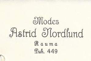 Astrid Nordlund  Modes Rauma 1925  firmalomake