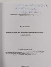 The Effects of Calcium and Phosphate Intake on Calcium and Bone Metabolism (signeerattu, tekijän omiste)