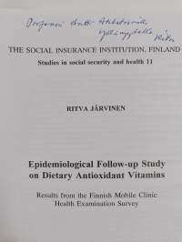 Epidemiological follow-up study on dietary antioxidant vitamins : results from the Finnish mobile clinic health examination survey (signeerattu, tekijän omiste)