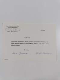 Sata vuotta yliopistollista maatalousopetusta : maanviljelyskemia ja maanviljelysfysiikka &amp; maanviljelystalous ja maanviljelysoppi juhlivat 13.3.1996 (signeerattu)