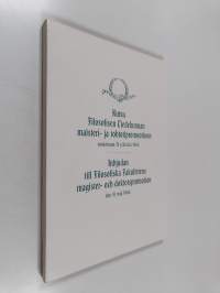 Kutsu filosofisen tiedekunnan maisteri- ja tohtoripromootioon toukokuun 31 päivänä 1964 Inbjudan till filosofiska fakultetens magister- och doktorspromotion den 3...