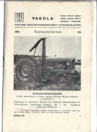 M Traktoriniittokonr  koetusselostus 1955
