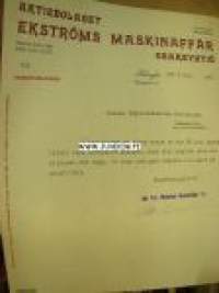 Aktiebolag Ekström Maskinaffär Osakeyhtiö 2.6.1918 -asiakirja