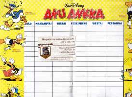 Lukujärjestys  - Aku Ankka. Sisulla jo vuodesta 1934. Piirtäjähistoriaa kuvissa.