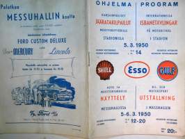 kansainväliset jääratakilpailut Stadionilla 5.31950 moottoriurheilukilpailu, käsiohjelma / lähtöluettelo