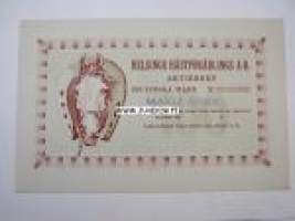 Helsinge Hästförädlings A-B, Helsinge, 500 finska mark -osakekirja / share certificate