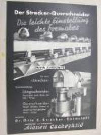 Dr. Otto C. Strecker Darmstadt / Alonen Oy -paperiteollisuuden pituusleikkurin mainos
