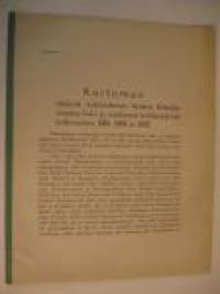 Kertomus tehdystä tarkastuksesta Suomen Kirkollisviraston leski- ja orpokassan hallinnosta kirkollisvuosina 1885, 1886 ja 1887.