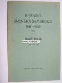 Brändö Svenska Samskola 1941-1942 XX berättelse avgiven den 13 maj 1942