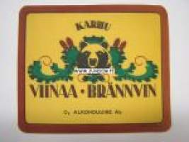 Karhu Viinaa Brännvin -viinaetiketti 1930-luvulta