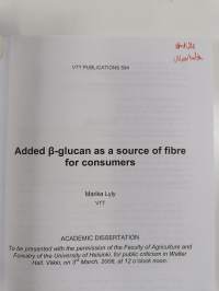 Added ß-glucan as a source of fibre for consumers (signeerattu, tekijän omiste)