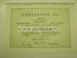 Yhteissisu Oy, Helsinki 1945, 10 osaketta á 10 000, 100 000 mk -osakekirja / share certificate