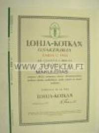Lohja-Kotka Oy, Lohja 1942 100 mk -osakekirja