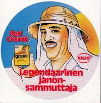 Valio - Kari Grandi - legendaarinen janonsammuttaja. Tarra 7 cm.
