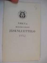 Turun NMKY:n mieskuoron jäsenluettelo 1952 