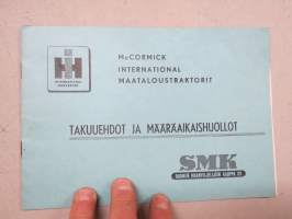 McCormick International maataloustraktorit - SMK Takuuehdot ja määräaikaishuollot -kansipainate (huoltokuitit käytetty ja irroitettu)