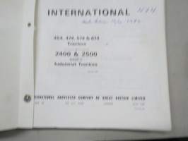 International 454, 474, 475, 574, 674 tractors - 2400 &amp; 2500 Series A Industrial tractors operator´s manual -käyttöohjekirja englanniksi