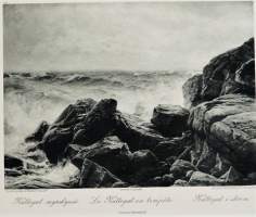 Bernt Lindholm  &quot; Kattegat myrskyssä&quot; , heliogravyyri 44x34  cm Sven Strinberg  Oy