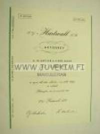Oy Hartwall Ab, Helsinki 1950, 25 000 mk -osakekirja