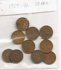 10  penniä  1929 - 40   10 eril