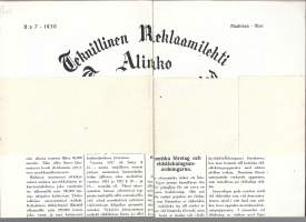 Teknillinen Reklaamilehti Alinko Tekniskt Reklamblad 1930 nr 7 -tukkuliikkeen asiakas- ja mainoslehti