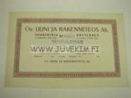 Oy Uuni ja rakenneteos Ab, Helsinki 1945, 5 000 mk -osakekirja