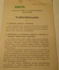 Vaihtohinnasto  Lokakuun 15 päivänä  1945