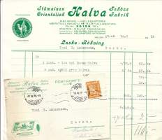 Itämainen Halva Tehdas Helsinki 1938    firmalomake ja firmakortti