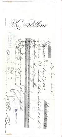 K Porthan  Wiipuri / KOP vekseli  1914
