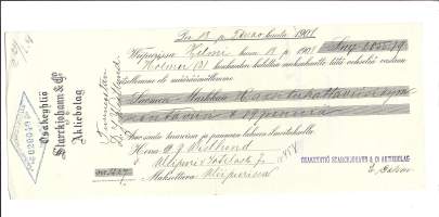 Starcjohann &amp; Co   Ab  Wiipuri / Yhdyspankki vekseli  1908