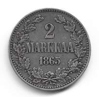 2 markkaa  1865  hopeaa