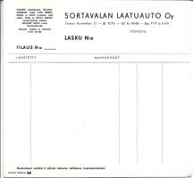 Sortavalan Laatuauto, Joensuu  -  firmalomake blanko
