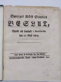Sweriges rikes ständers beslut, giordt och samtyckt 1809-1835