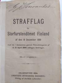 Strafflag för storfurstendömet Finland af den 19 December 1889 : Med de i densamma genom förordningarne af d. 21 april 1894 vidtagna ändringar : Med register