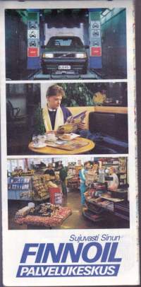 Finnoil - Maanteiden yleiskartta, johon on merkitty Finnoil-huoltoasemat, 1989.